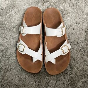 Forever 21 White and Brown Sandals